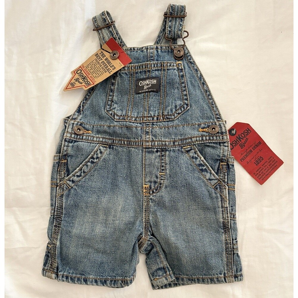 OshKosh B'gosh 9 Months Overalls Denim Jeans Blue Shortalls Dungarees VestBack